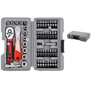 Ratschen- und Bit-Set Apollo 48 Stück 1/4" (6,35 mm) mit Schnellverschluss aus Chrom-Vanadium-Stahl grau-rot für Autoreparaturen